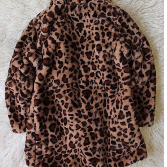 Leopard Print Pocket Coat Faux Fur Jacket - Picture 12 of 13